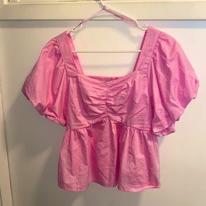 Pink Puffy Sleeve Shirt